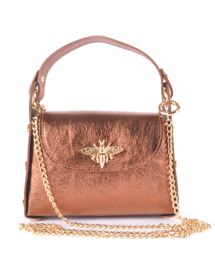 Leder-Schultertasche | 552839 Metallic
