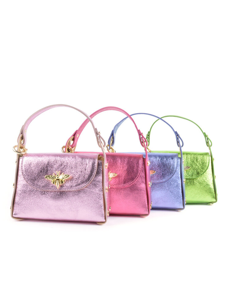 Leder-Schultertasche | 552839 Metallic
