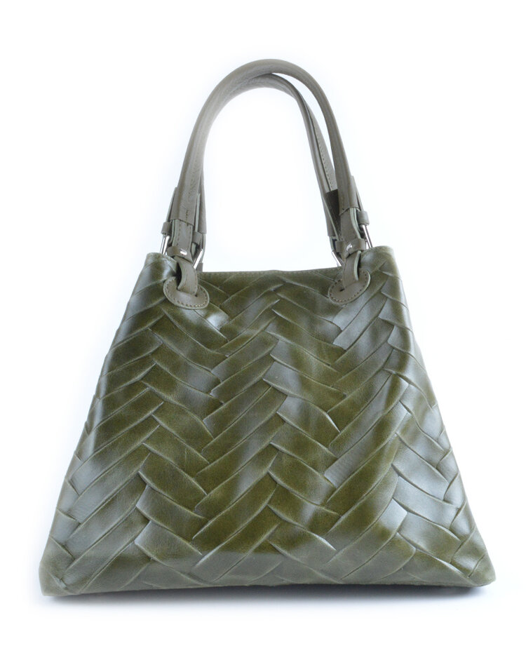 Lederen handtas | grote zigzag | 552740