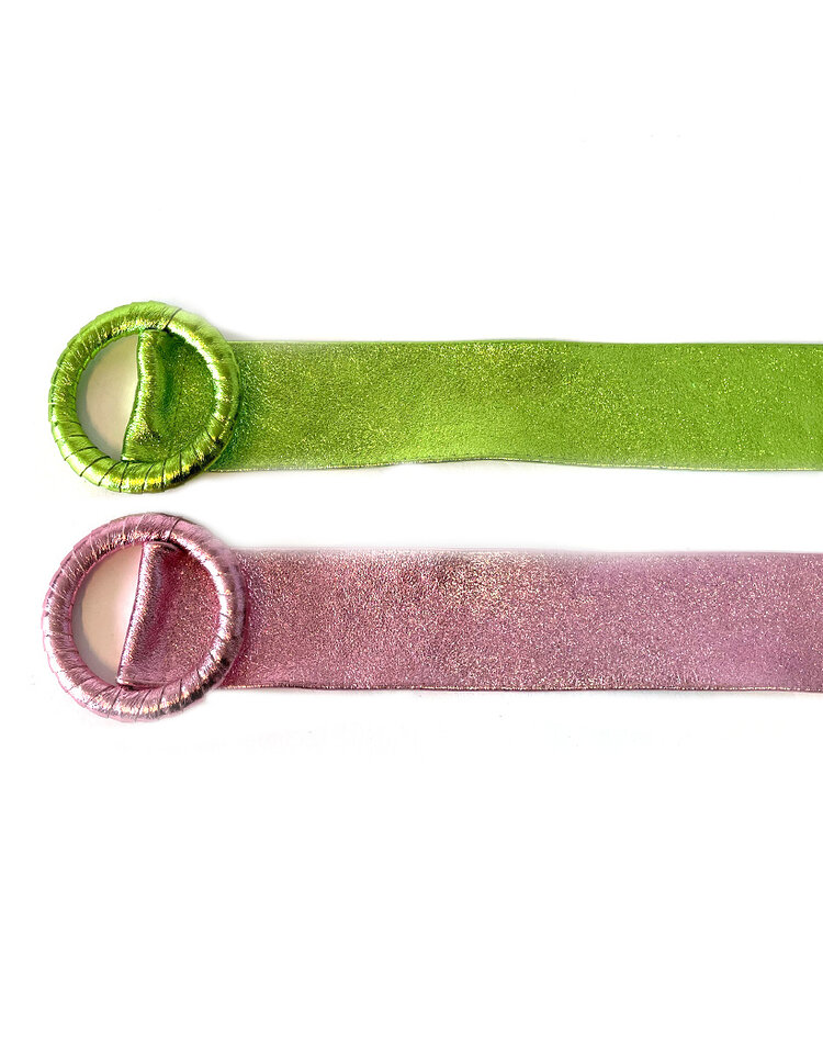 Leather belt 800048  Round metallic