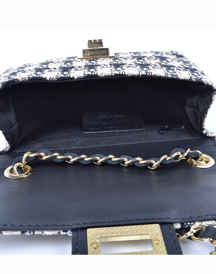 Kleine Leder-Schultertasche Stoff | 552746