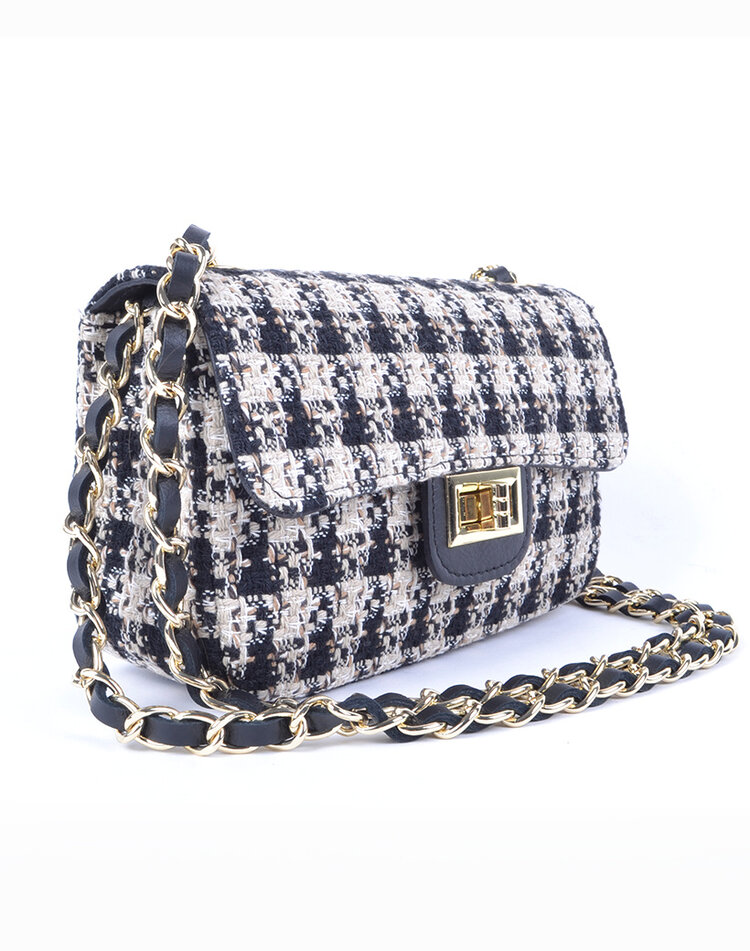 Kleine Leder-Schultertasche Stoff | 552746