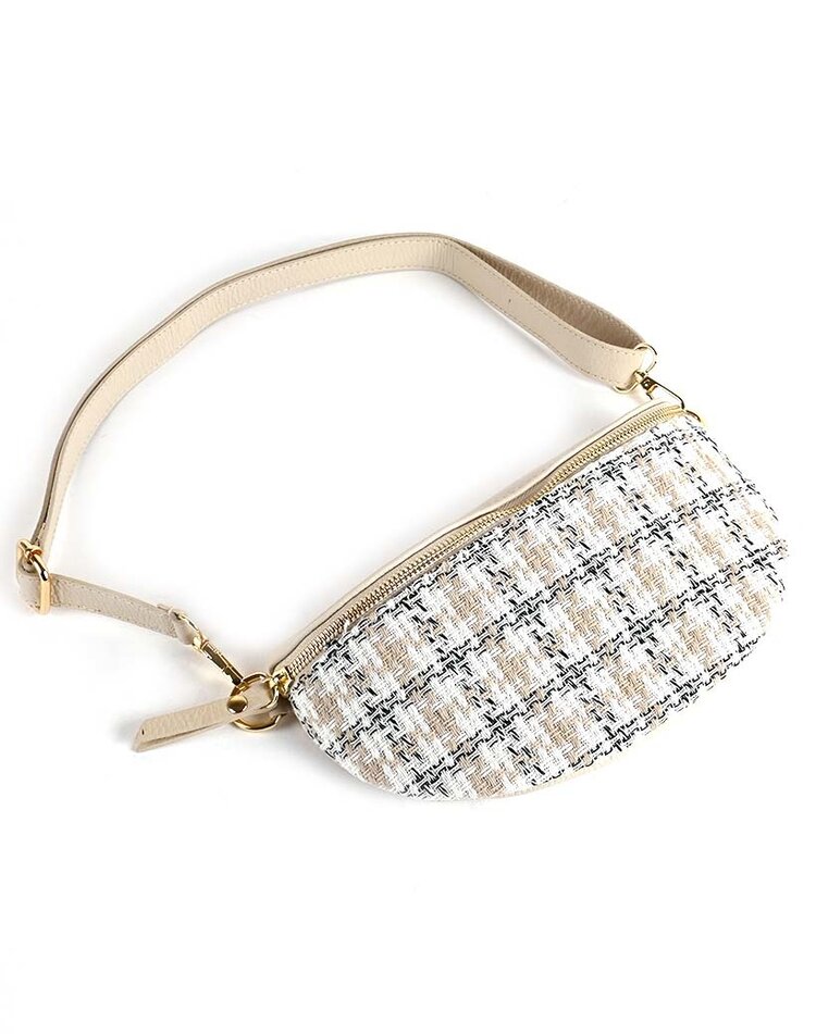 Leather waistbag pied de poule | 552900