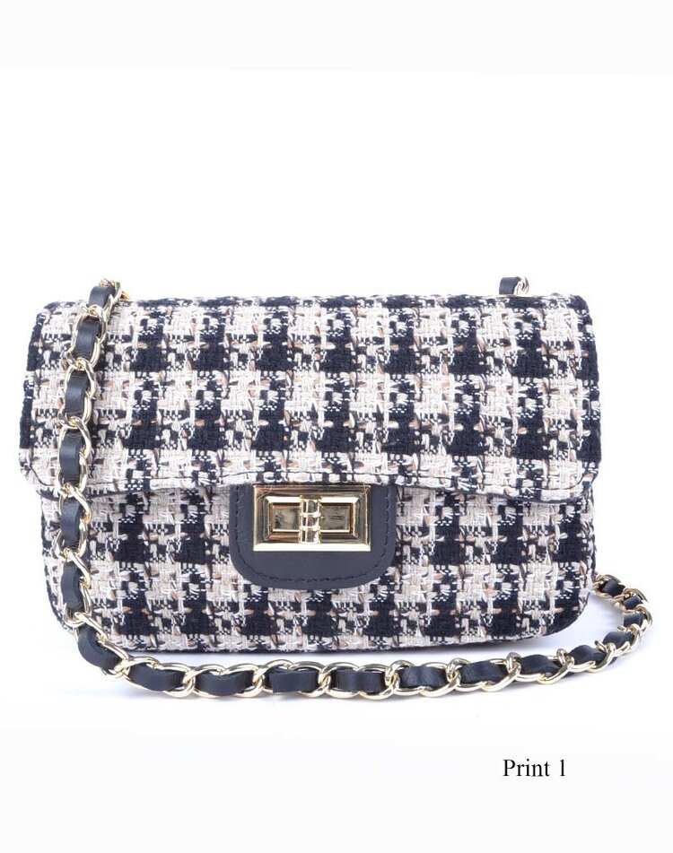 Kleine Leder-Schultertasche Stoff | 552746