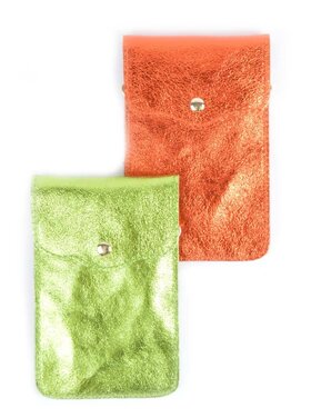 Kleine Leder-Schultertasche | Lang Metallic | 552582