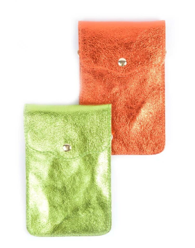 Kleine Leder-Schultertasche | Lang Metallic | 552582
