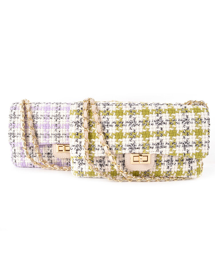 Kleine Leder-Schultertasche Stoff