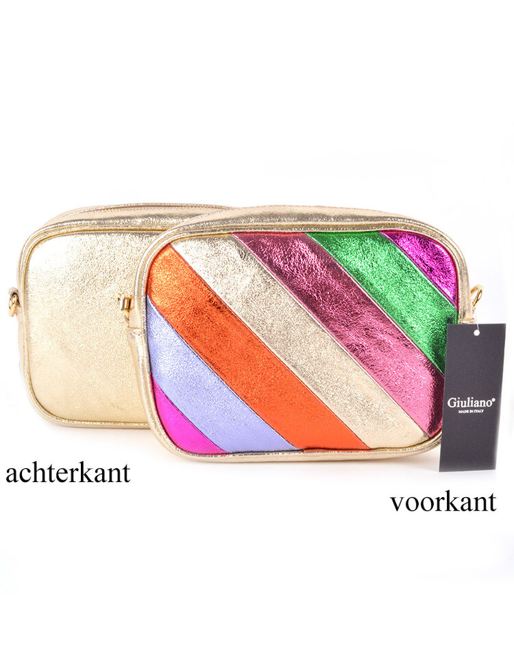Lederen schoudertas metallic rainbow | 552878
