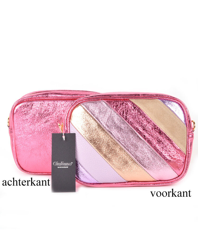 Lederen schoudertas metallic rainbow | 552878