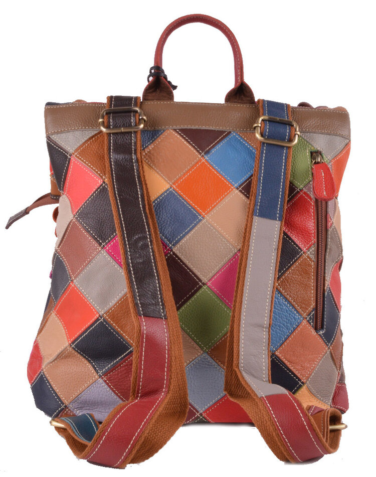 Leather bagpack | Multicolor flowers | 552683