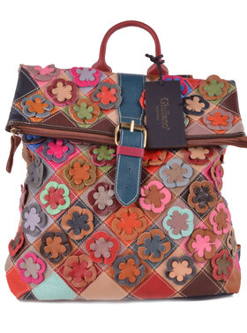 Lederen rugtas | Multicolor bloemen | 552683