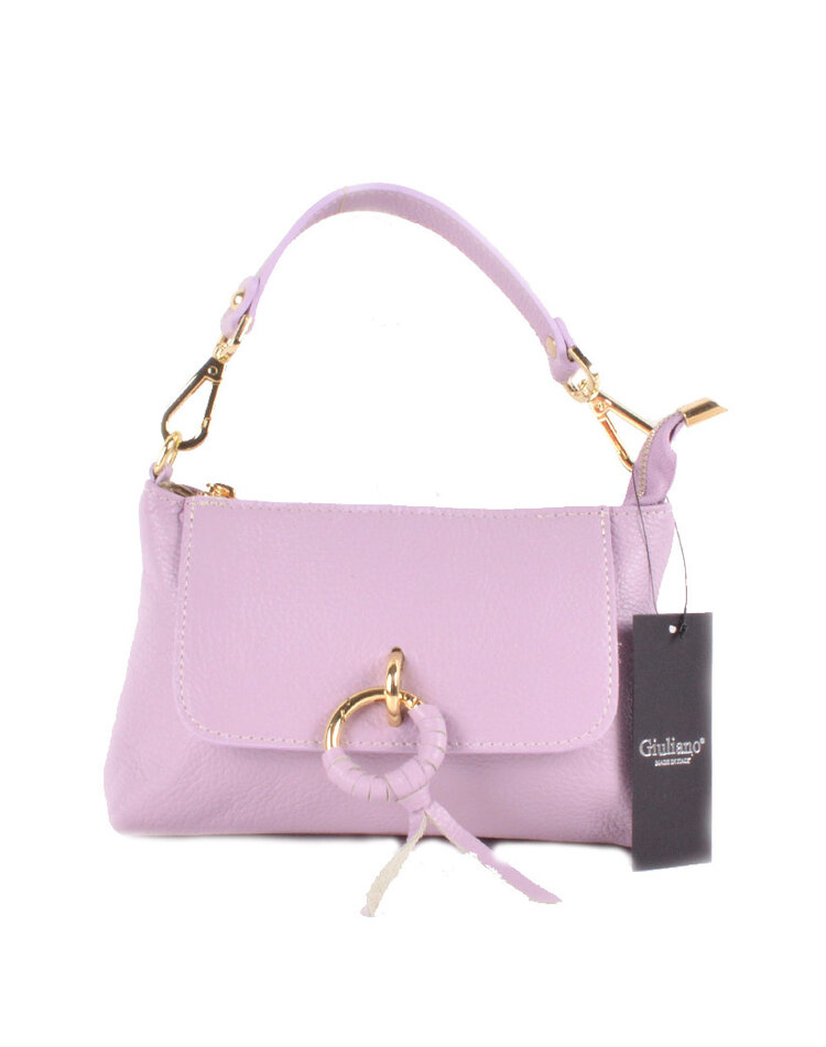 Lederen schoudertas met ring | 552838