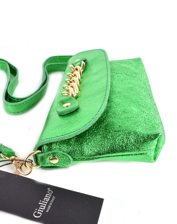 Lederen schoudertas metallic | 552905