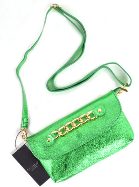 Lederen schoudertas metallic | 552905