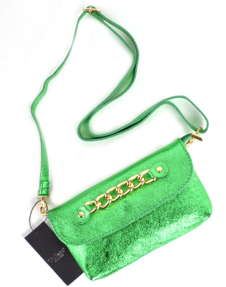 Leder-Schultertasche Metallic | 552905