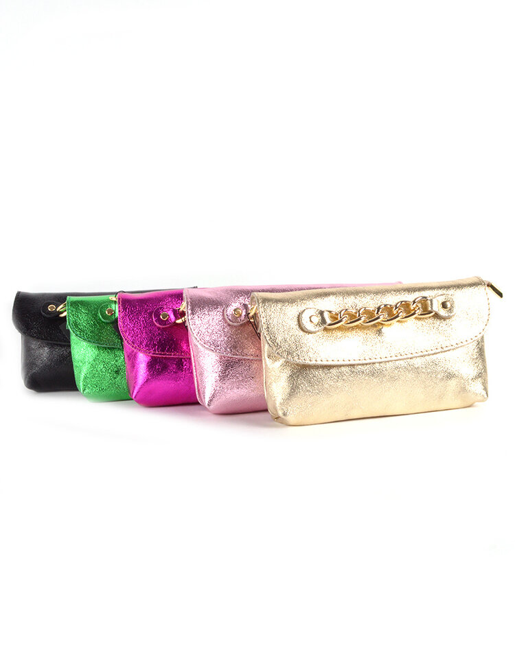 Leder-Schultertasche Metallic | 552905