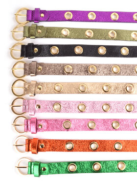 Riem  - Metalen gaatjes leer metallic | 800005