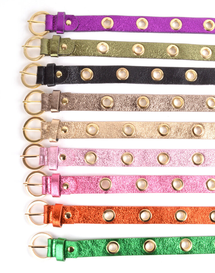 Riem  - Metalen gaatjes leer metallic  | 800005