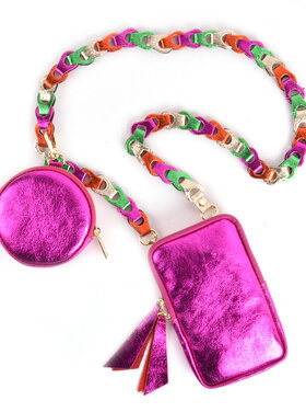 Leder-Etui - Rund Metallic