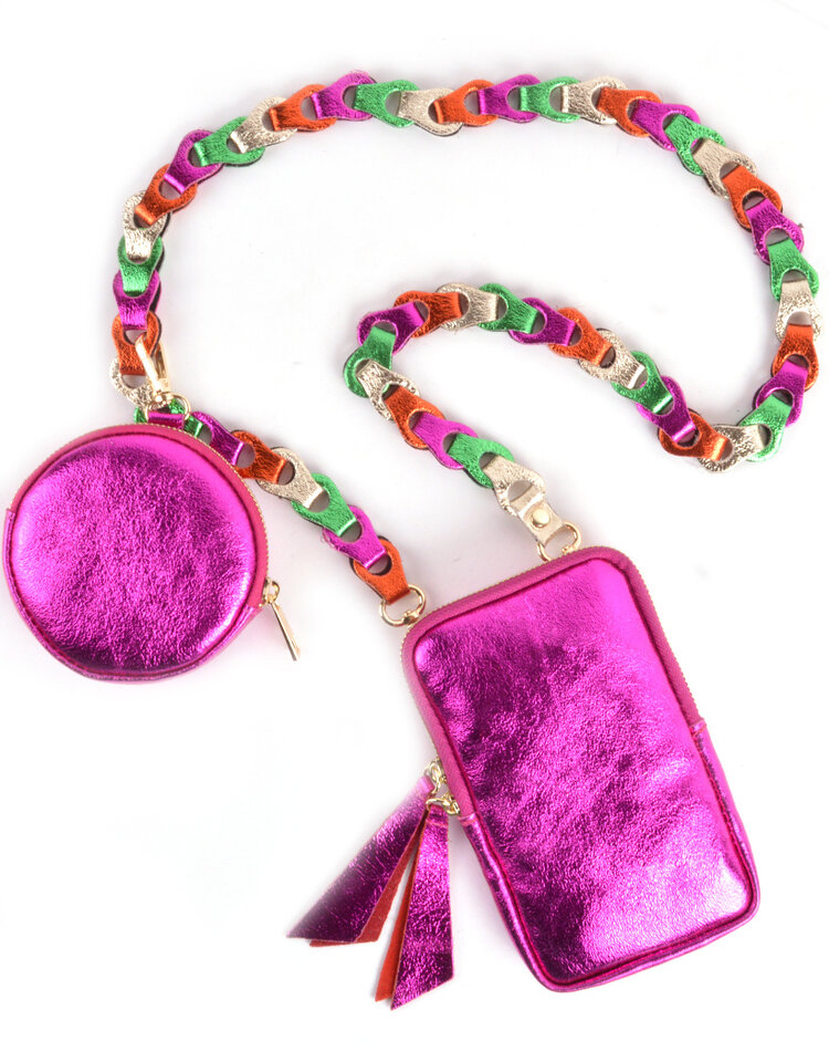 Leder-Etui - Rund Metallic