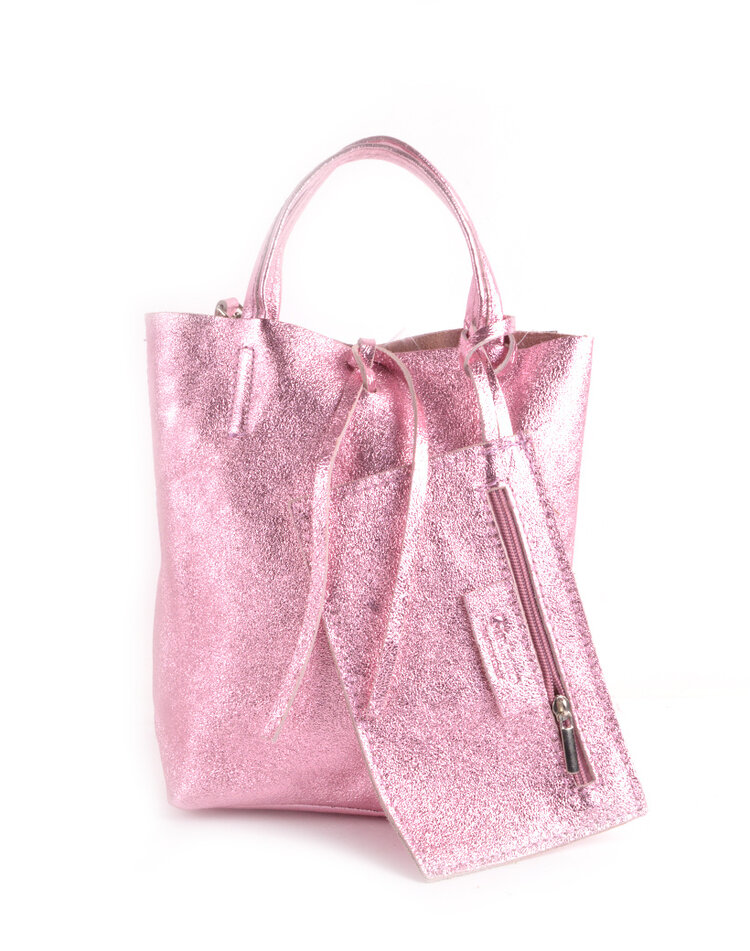 Leder-Mini-Shopper Metallic | 5526331
