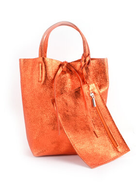 Leder-Mini-Shopper Metallic | 5526331