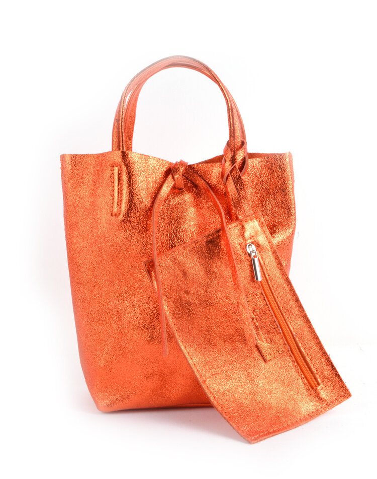 Leder-Mini-Shopper Metallic | 5526331