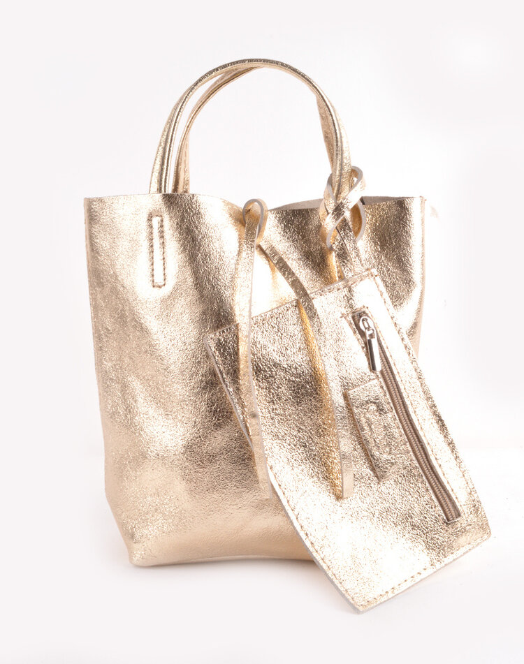 Leder-Mini-Shopper Metallic | 5526331