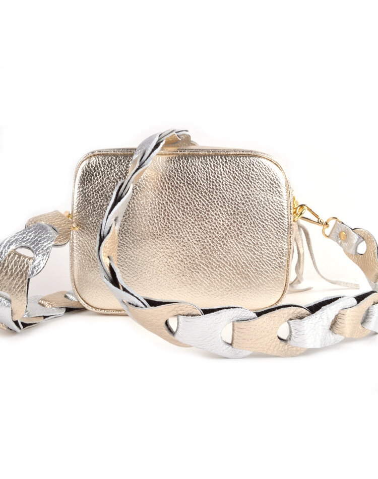 Schulterriemen geflochten Metallic Breit XL