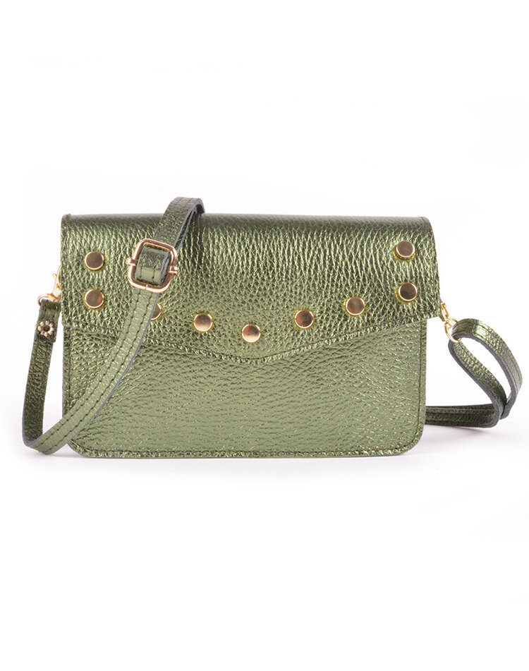 Lederen schoudertasje | Beltbag metallic