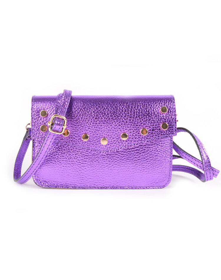 Leather shoulderbag | Beltbag metallic