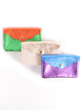 Lederen portemonnee metallic - Combi-kleur 559088