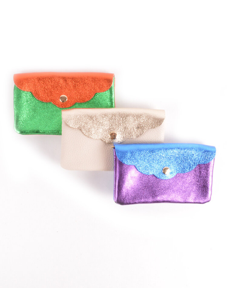 Leather wallet metallic  - Combi-color