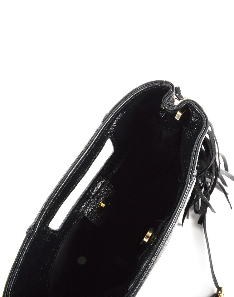 Leather shoulderbag | Fringes metallic