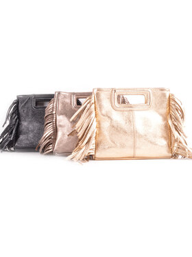 Lederen schoudertas | Franjes  metallic
