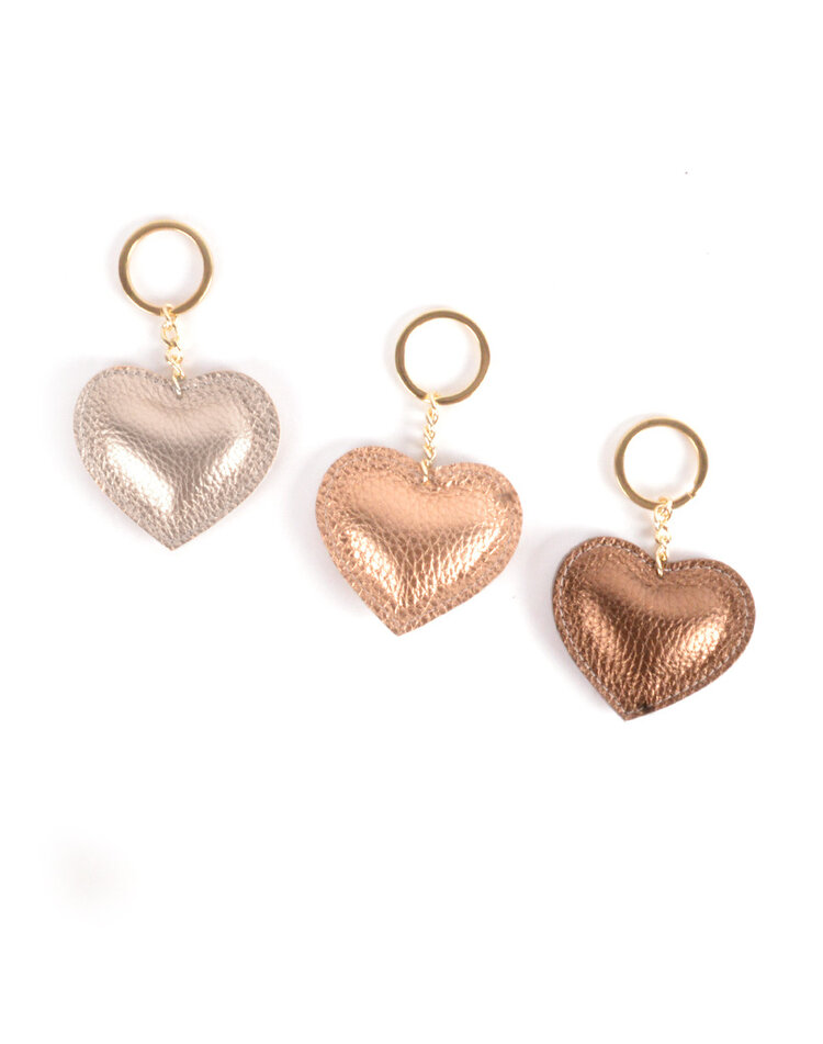 Leather keyring | Heart | Metallic 2306