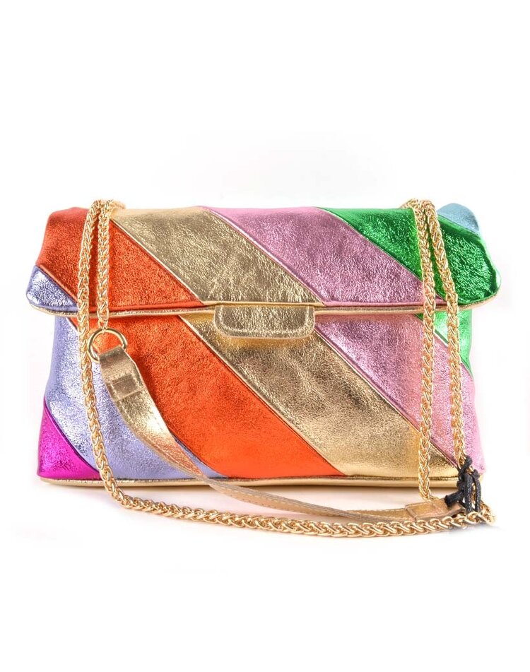 Leather shoulderbag | Rainbow metallic Multicolor