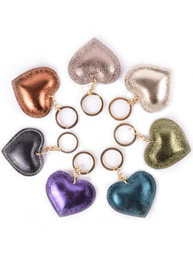 Leather keyring | Heart | Metallic