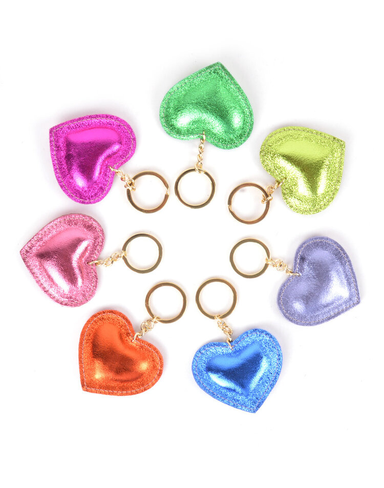Leather keyring | Heart | Metallic