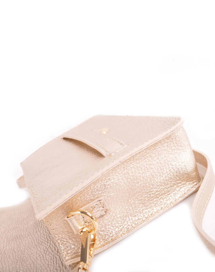Lederen metallic schoudertas | 5528371, foto 5 van 5