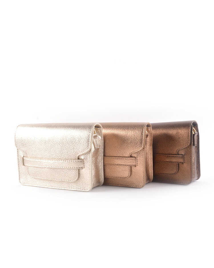 Leder-Schultertasche Metallic | 5528371