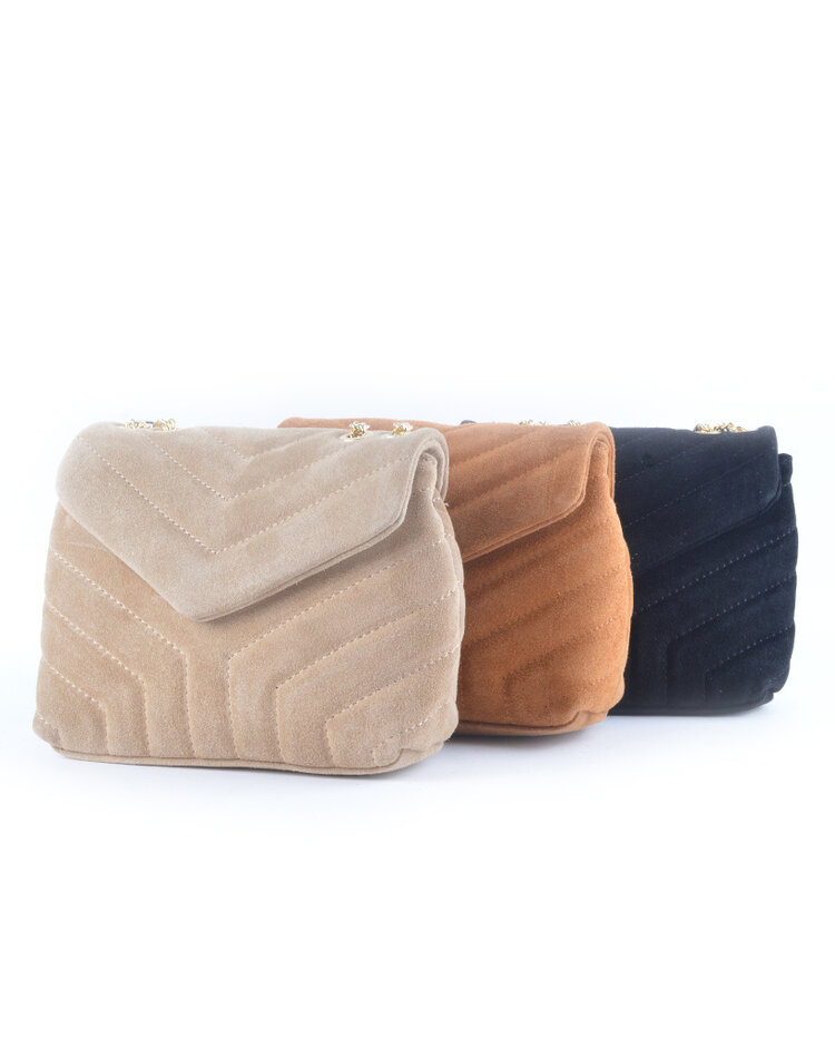 Leather shoulderbag metallic suede | 552918