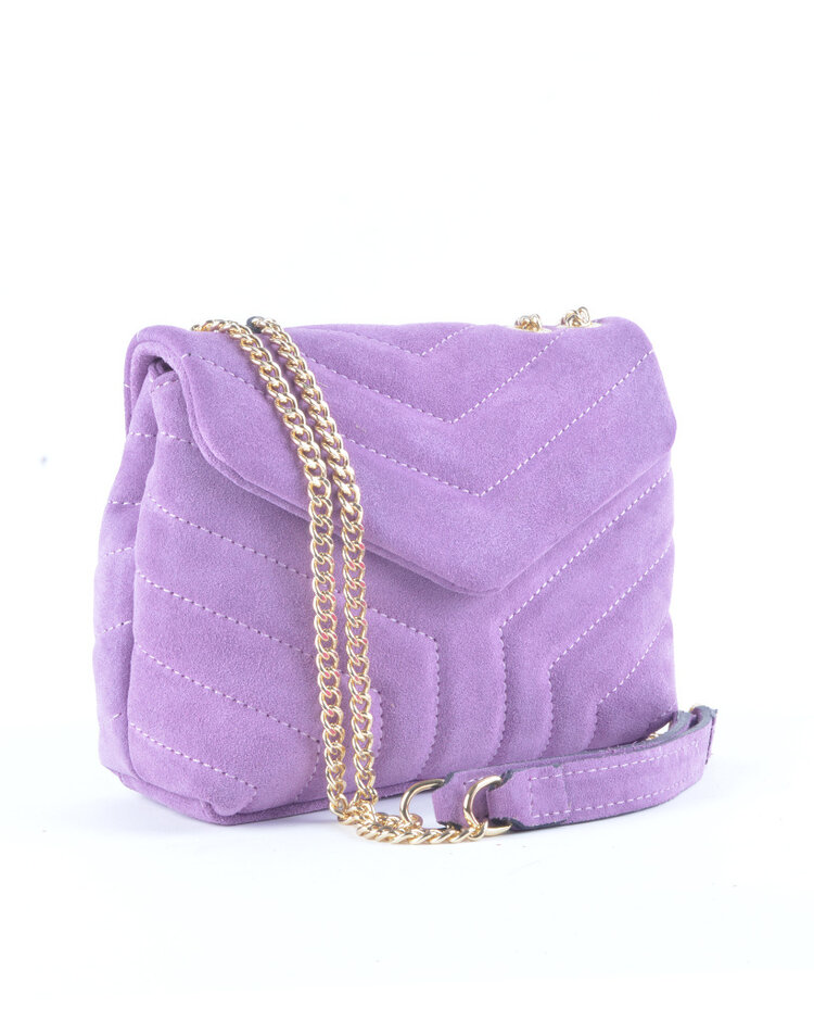 Leather shoulderbag metallic suede | 552918