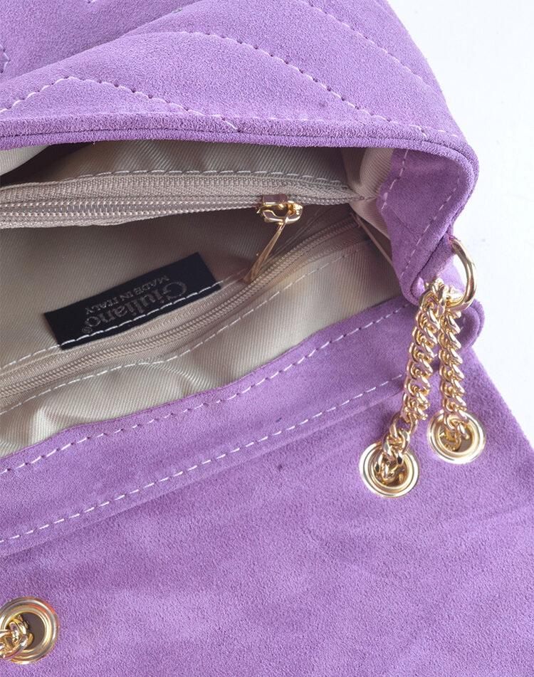 Leather shoulderbag metallic suede | 552918