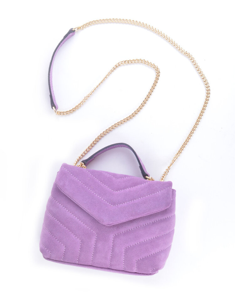 Leather shoulderbag metallic suede | 552918