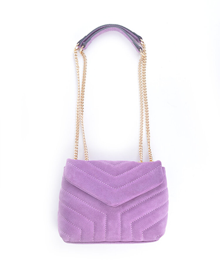 Leather shoulderbag metallic suede | 552918