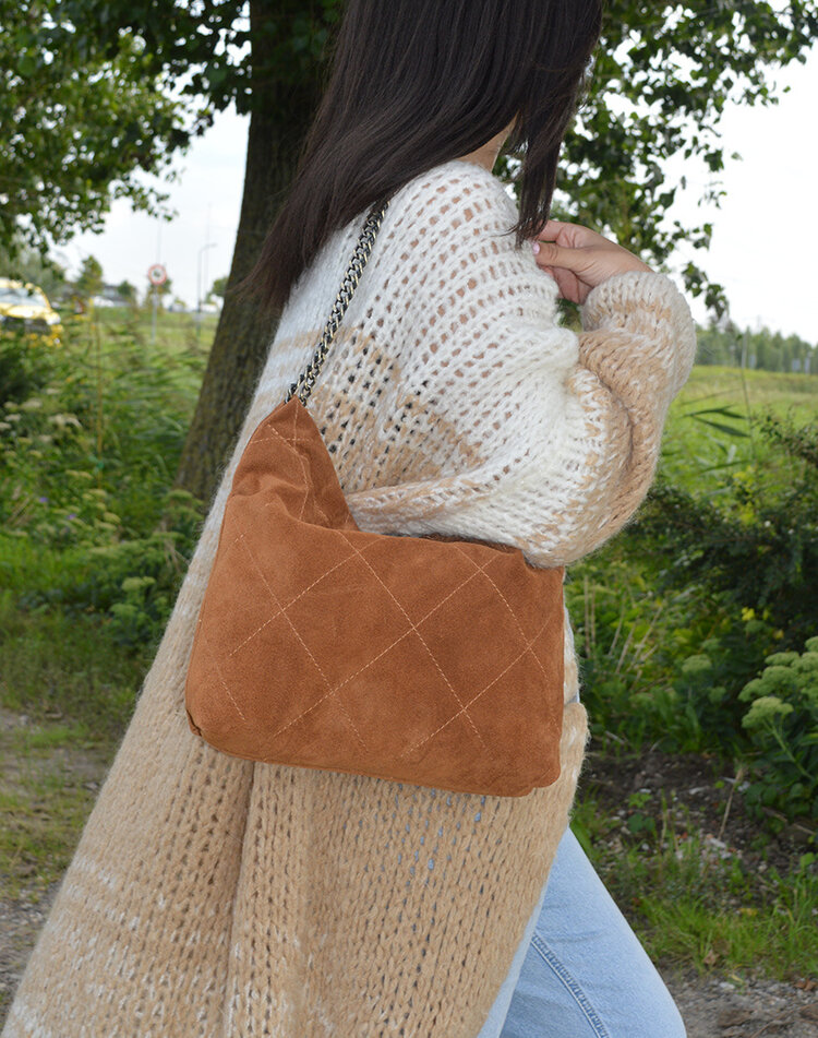 Leder-Schultertasche Wildleder | 552919