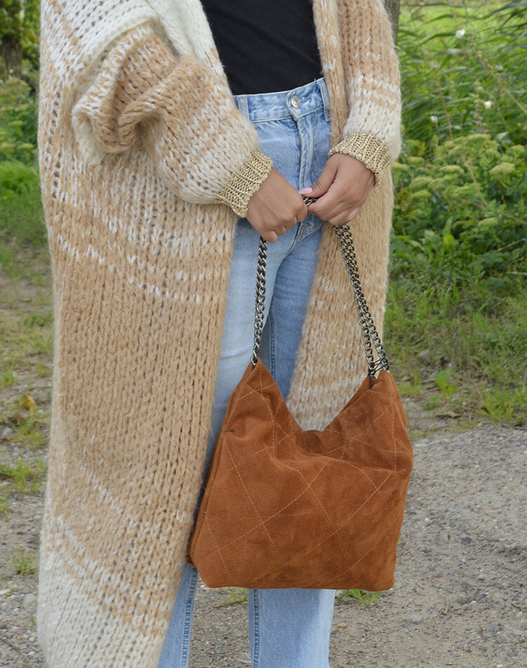 Leder-Schultertasche Wildleder | 552919