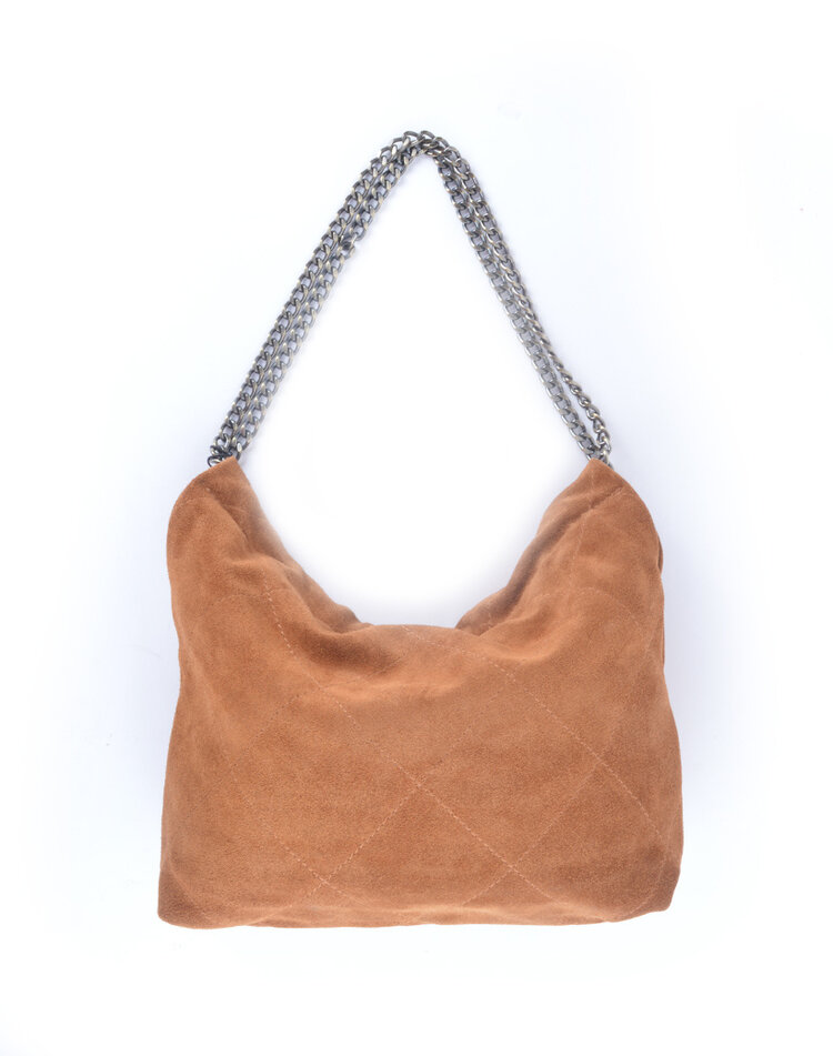 Leather shoulderbag metallic suede | 552919