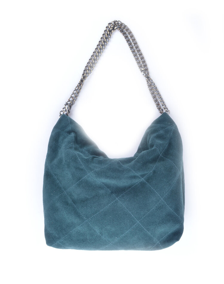Leather shoulderbag metallic suede | 552919